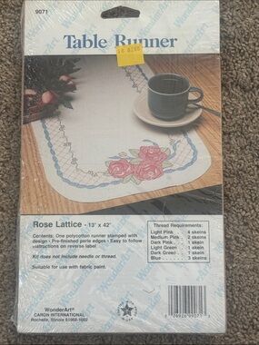 Craft Rose Lattice Table Runner - Pink, Blue, Green